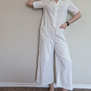 White linen coveralls